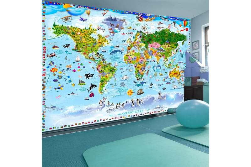 Fototapet World Map For Kids 200x140 - Artgeist sp. z o. o. - Inredning - Tapet - Fototapet