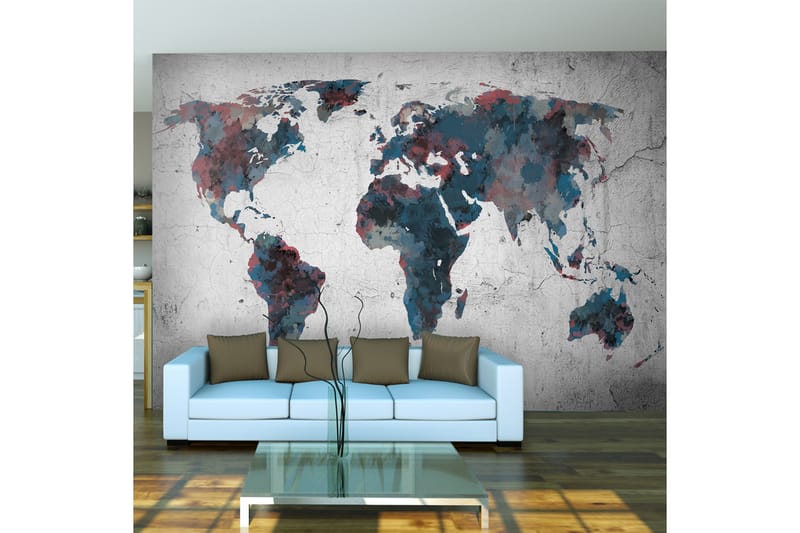 Fototapet World Map On The Wall 350x270 - Artgeist sp. z o. o. - Inredning - Tapet - Fototapet