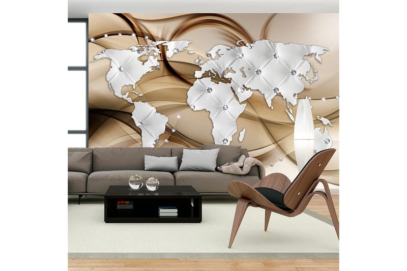 Fototapet World Map White & Diamonds 300x210 - Artgeist sp. z o. o. - Inredning - Tapet - Fototapet