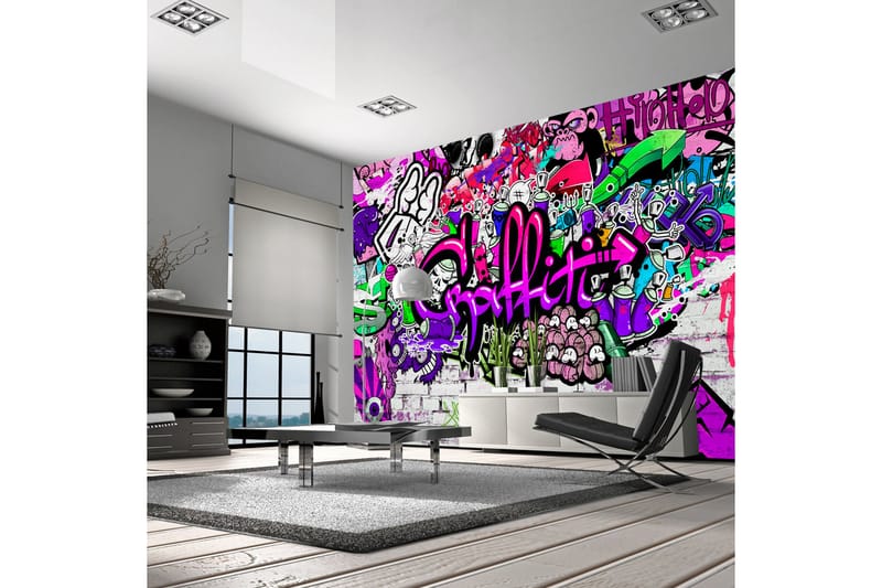 Fototapet Purple Graffiti 100x70 - Artgeist sp. z o. o. - Tapeter vardagsrum - Fototapet - Kökstapeter - Tapeter sovrum & sovrumstapet