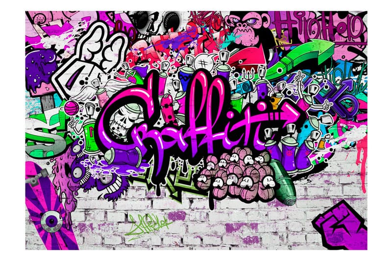 Fototapet Purple Graffiti 350x245 - Artgeist sp. z o. o. - Inredning - Tapet - Fototapet