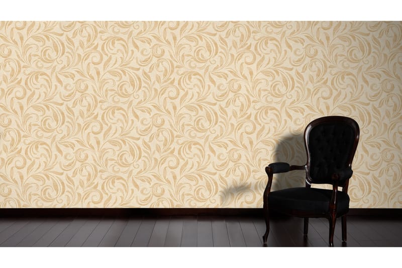 Blommig Tapet Nobile Ovävd Beige Guld - AS Creation - Inredning - Tapet - Mönstrad tapet