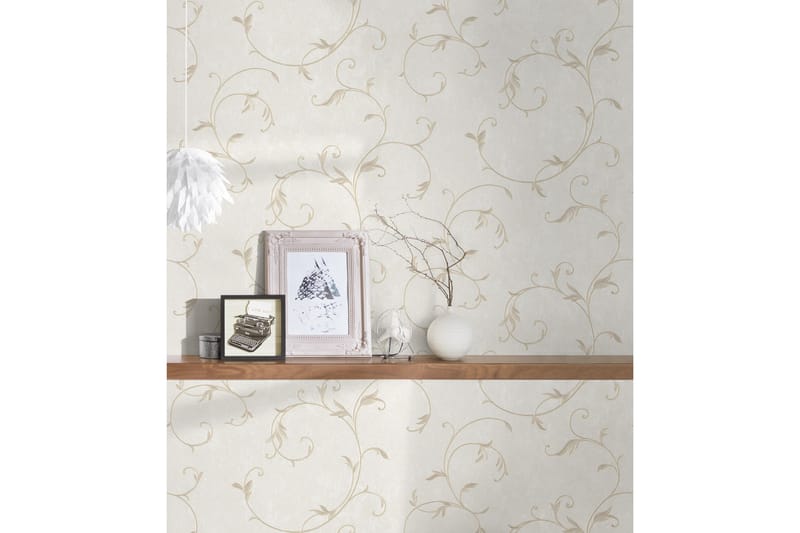 Blommig Tapet Romantico Ovävd Beige - AS Creation - Inredning - Tapet - Mönstrad tapet