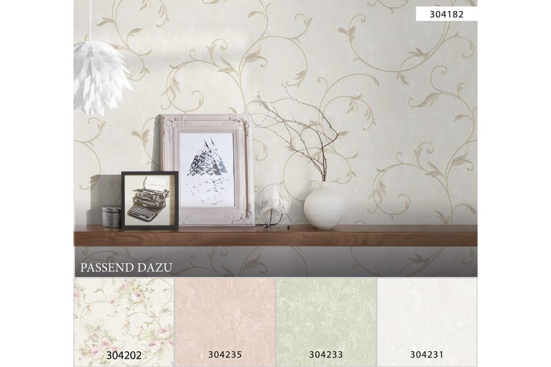 Blommig Tapet Romantico Ovävd Beige - AS Creation - Inredning - Tapet - Mönstrad tapet