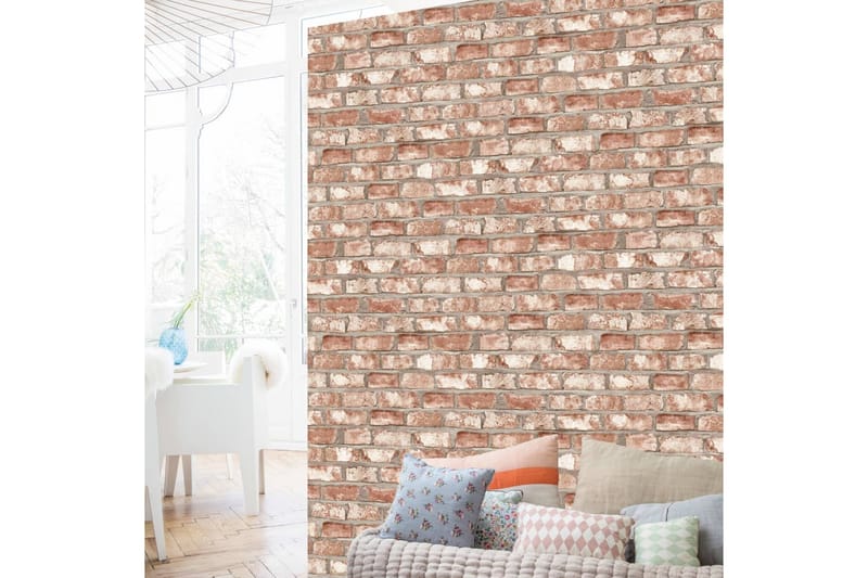 DUTCH WALLCOVERINGS Tapet tegelsten röd EW3102 - Inredning - Tapet - Mönstrad tapet