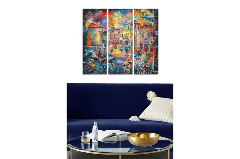 Canvastavla Abstract 3-pack Flerfärgad - 20x50 cm - Inredning - Tavlor & posters - Canvastavla