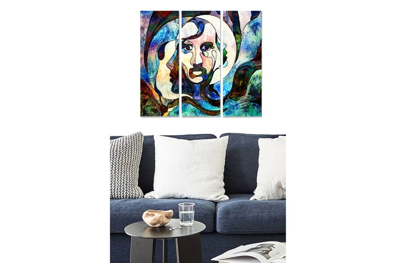 Canvastavla Abstract 3-pack Flerfärgad - 20x50 cm - Inredning - Tavlor & posters - Canvastavla