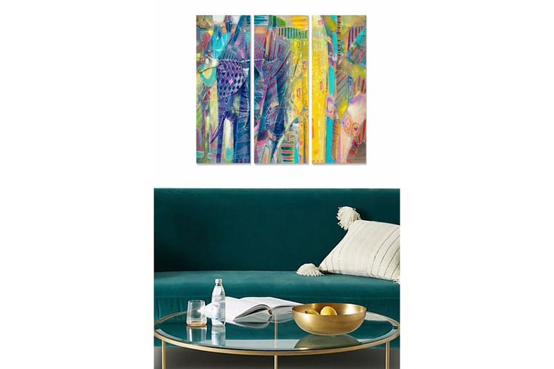 Canvastavla Abstract 3-pack Flerfärgad - 20x50 cm - Inredning - Tavlor & posters - Canvastavla