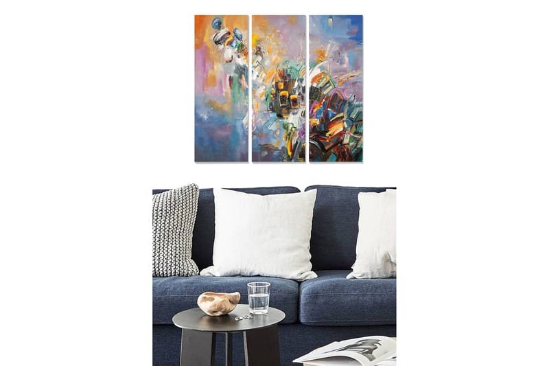 Canvastavla Abstract 3-pack Flerfärgad - 20x50 cm - Inredning - Tavlor & posters - Canvastavla