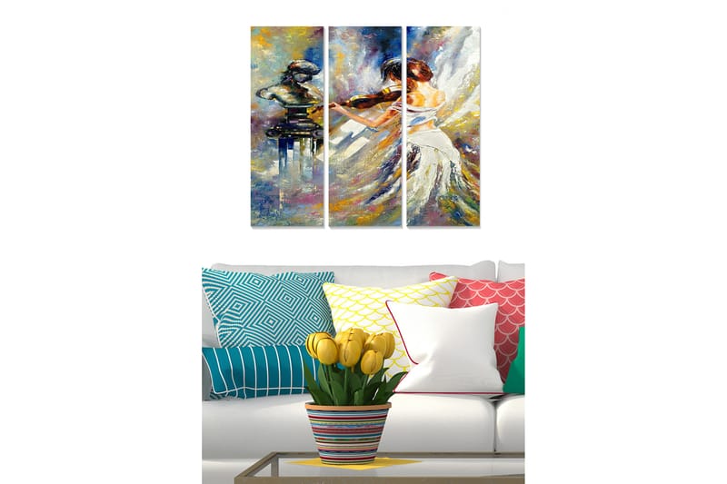 Canvastavla Abstract 3-pack Flerfärgad - 20x50 cm - Inredning - Tavlor & posters - Canvastavla