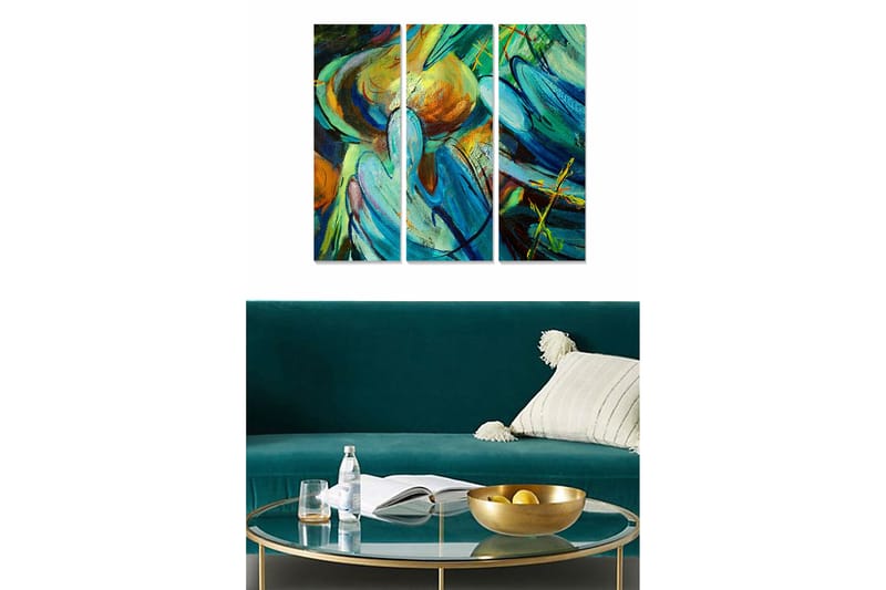 Canvastavla Abstract 3-pack Flerfärgad - 20x50 cm - Inredning - Tavlor & posters - Canvastavla