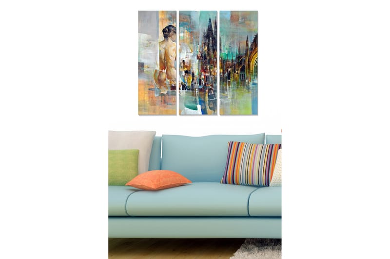 Canvastavla Abstract 3-pack Flerfärgad - 20x50 cm - Inredning - Tavlor & posters - Canvastavla