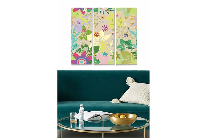 Canvastavla Floral 3-pack Flerfärgad - 20x50 cm - Inredning - Tavlor & posters - Canvastavla