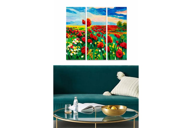 Canvastavla Floral 3-pack Flerfärgad - 20x50 cm - Inredning - Tavlor & posters - Canvastavla