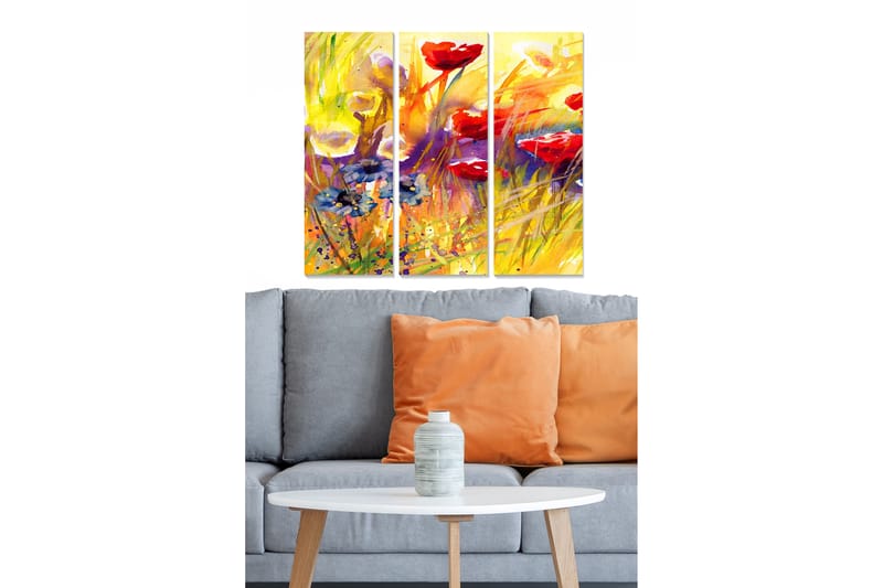 Canvastavla Floral 3-pack Flerfärgad - 20x50 cm - Inredning - Tavlor & posters - Canvastavla