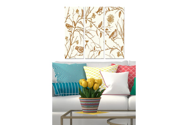 Canvastavla Floral 3-pack Flerfärgad - 20x50 cm - Inredning - Tavlor & posters - Canvastavla