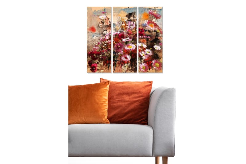 Canvastavla Floral 3-pack Flerfärgad - 20x50 cm - Inredning - Tavlor & posters - Canvastavla