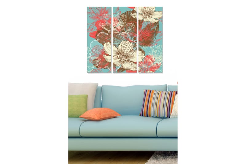 Canvastavla Floral 3-pack Flerfärgad - 20x50 cm - Inredning - Tavlor & posters - Canvastavla