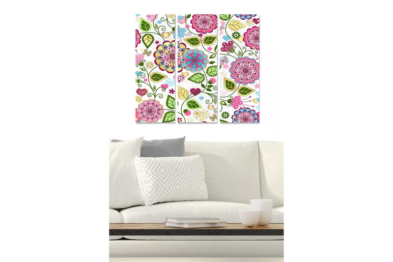 Canvastavla Floral 3-pack Flerfärgad - 20x50 cm - Inredning - Tavlor & posters - Canvastavla