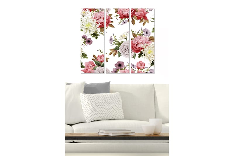 Canvastavla Floral 3-pack Flerfärgad - 20x50 cm - Inredning - Tavlor & posters - Canvastavla