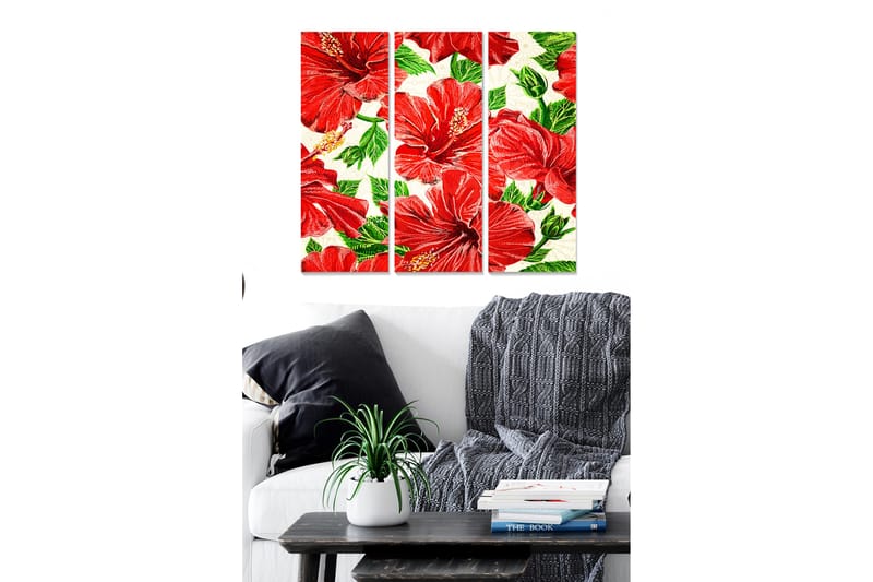 Canvastavla Floral 3-pack Flerfärgad - 20x50 cm - Inredning - Tavlor & posters - Canvastavla