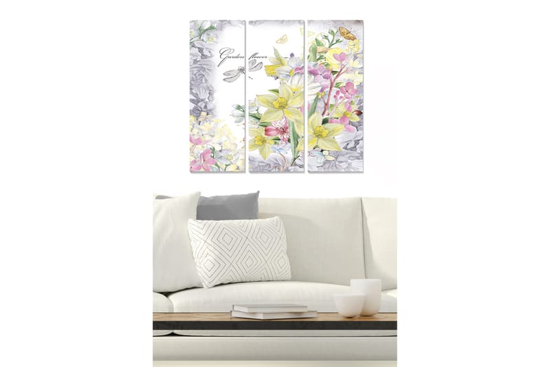 Canvastavla Floral 3-pack Flerfärgad - 20x50 cm - Inredning - Tavlor & posters - Canvastavla