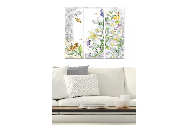 Canvastavla Floral 3-pack Flerfärgad - 20x50 cm - Inredning - Tavlor & posters - Canvastavla