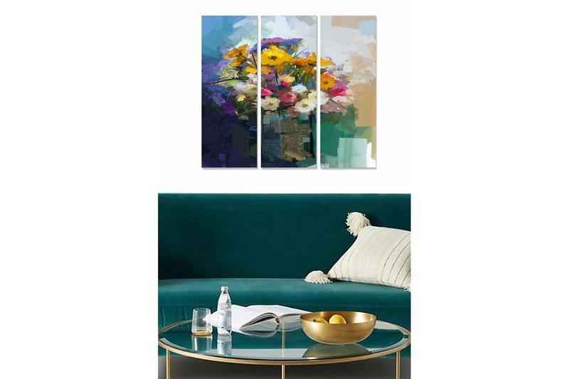 Canvastavla Floral 3-pack Flerfärgad - 20x50 cm - Inredning - Tavlor & posters - Canvastavla