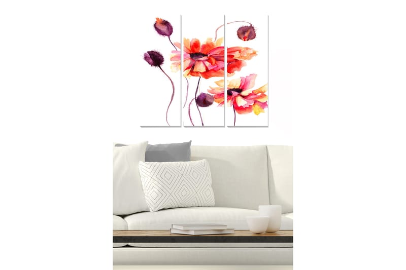 Canvastavla Floral 3-pack Flerfärgad - 20x50 cm - Inredning - Tavlor & posters - Canvastavla