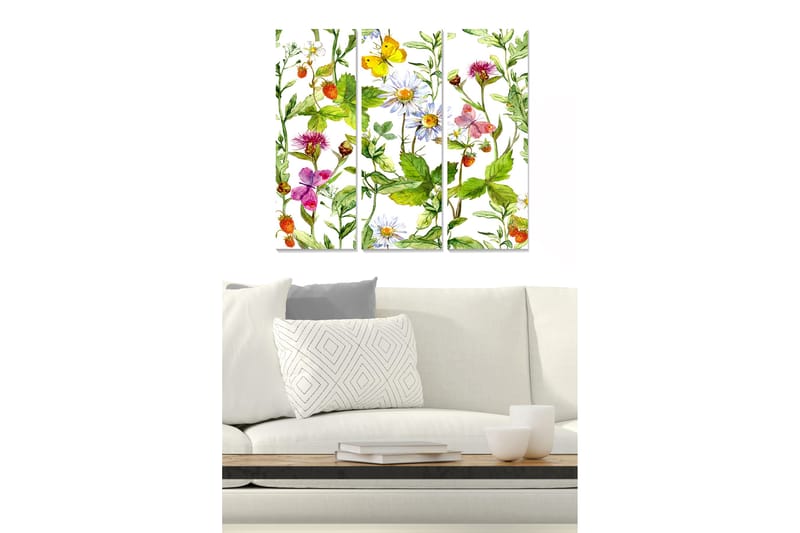 Canvastavla Floral 3-pack Flerfärgad - 20x50 cm - Inredning - Tavlor & posters - Canvastavla