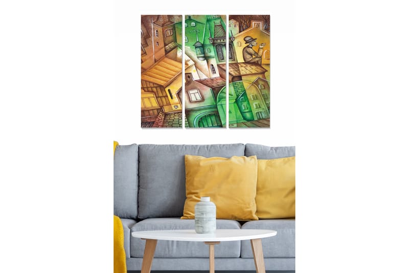 Canvastavla Geometric 3-pack Flerfärgad - 20x50 cm - Inredning - Tavlor & posters - Canvastavla