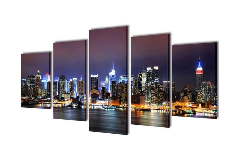 Canvastavlor set om 5 New York Skyline 100x50 cm - Flerfärgad - Inredning - Tavlor & posters - Canvastavla