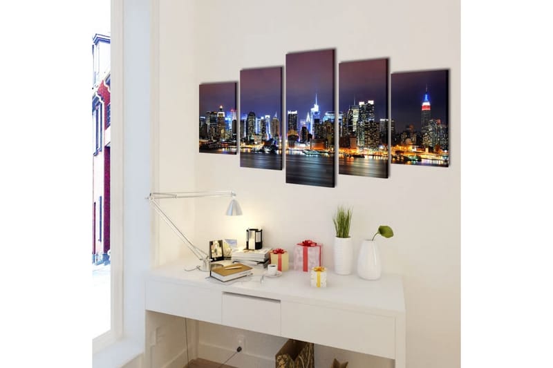 Canvastavlor set om 5 New York Skyline 100x50 cm - Flerfärgad - Inredning - Tavlor & posters - Canvastavla