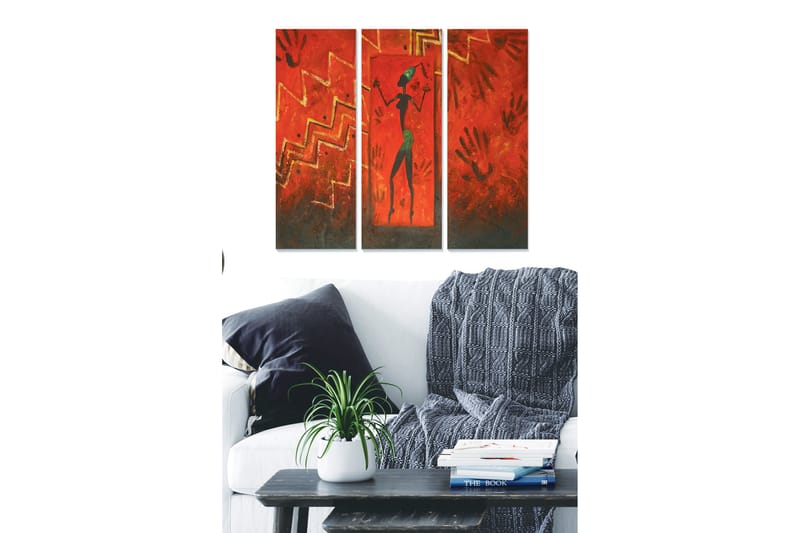Dekorativ MDF-målning 3-Delar 20x50 cm - Flerfärgad - Canvastavla