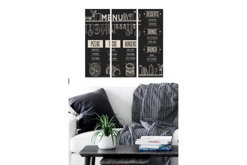 Dekorativ MDF-målning 3-Delar 20x50 cm - Flerfärgad - Inredning - Tavlor & posters - Canvastavla