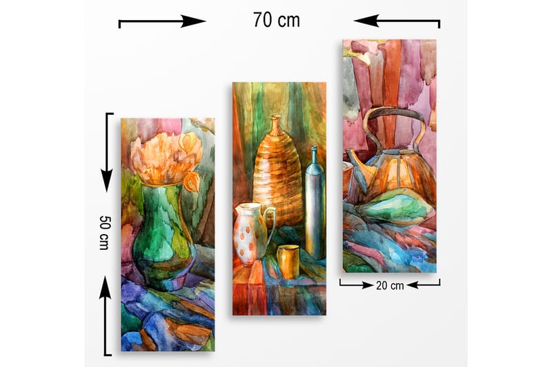 Dekorativ MDF-målning 3-Delar 20x50 cm - Flerfärgad - Inredning - Tavlor & posters - Canvastavla