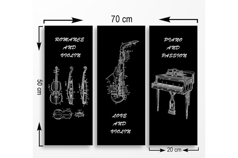 Dekorativ MDF-målning 3-Delar 20x50 cm - Flerfärgad - Inredning - Tavlor & posters - Canvastavla