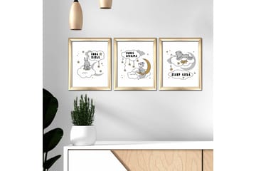 Tavla Animal Med Ram 3-Pack Flerfärgad 23,5X28,5 - 23,5x28,5 cm - Inredning - Tavlor & posters - Canvastavla