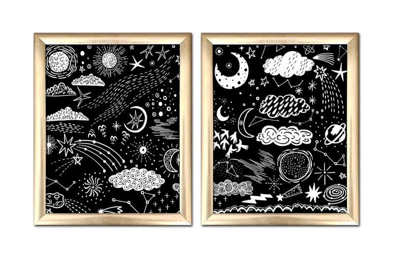 Tavla Astrology Med Ram 2-Pack Flerfärgad 23,5X28,5 - 23,5x28,5 cm - Inredning - Tavlor & posters - Canvastavla