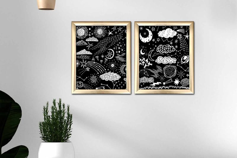 Tavla Astrology Med Ram 2-Pack Flerfärgad 23,5X28,5 - 23,5x28,5 cm - Inredning - Tavlor & posters - Canvastavla