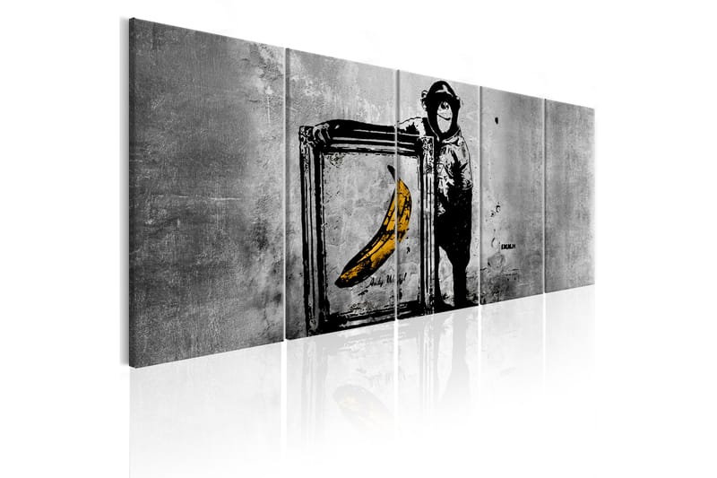 Tavla Banksy Monkey With Frame 200x80 - Artgeist sp. z o. o. - Canvastavla