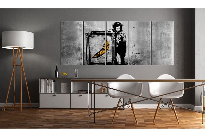 Tavla Banksy Monkey With Frame 200x80 - Artgeist sp. z o. o. - Canvastavla