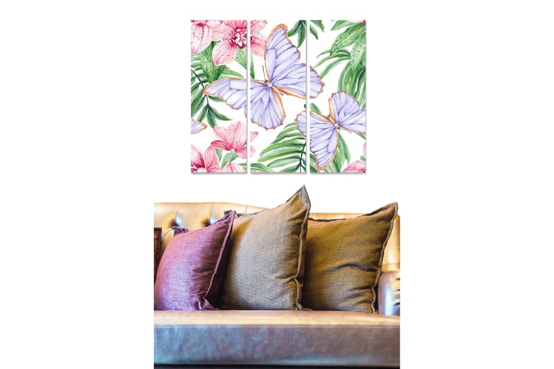 Tavla Floral 3-Pack Flerfärgad 20X50 - 20x50 cm - Inredning - Tavlor & posters - Canvastavla