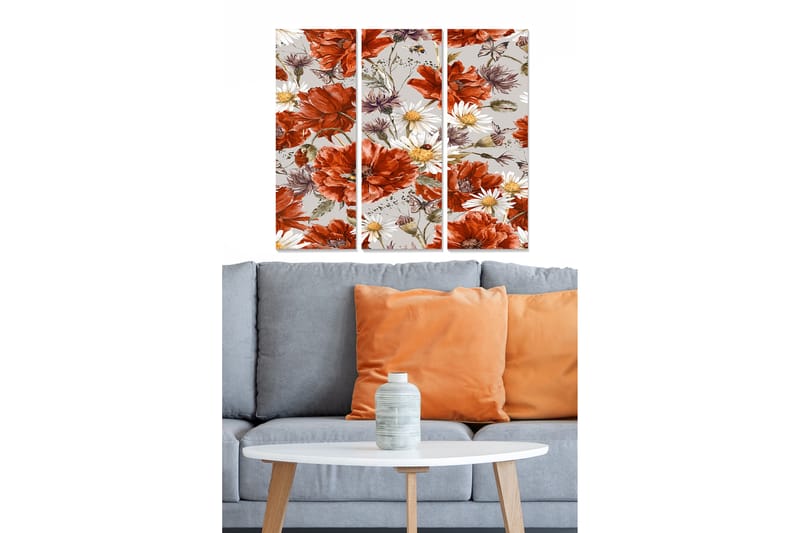 Tavla Floral 3-Pack Flerfärgad 20X50 - 20x50 cm - Inredning - Tavlor & posters - Canvastavla