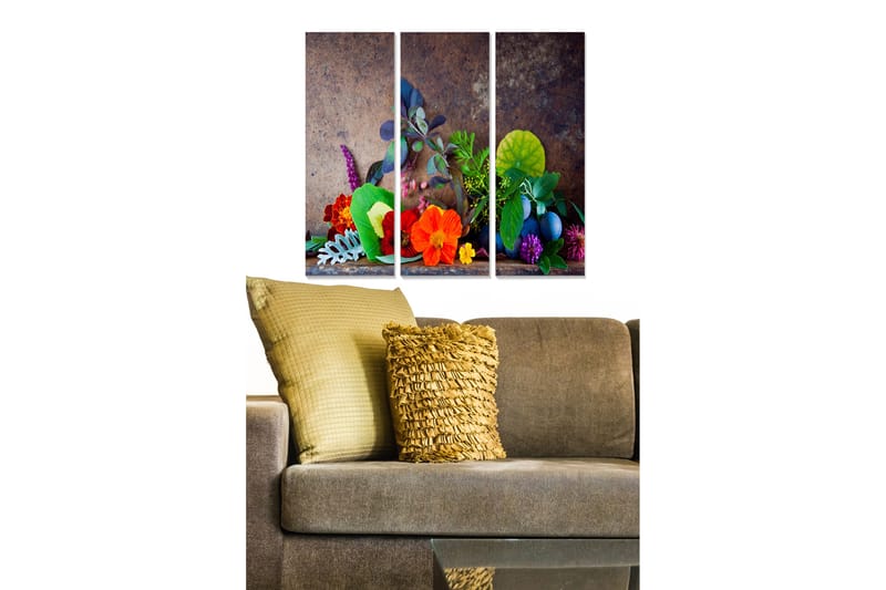 Tavla Floral 3-Pack Flerfärgad 20X50 - 20x50 cm - Inredning - Tavlor & posters - Canvastavla