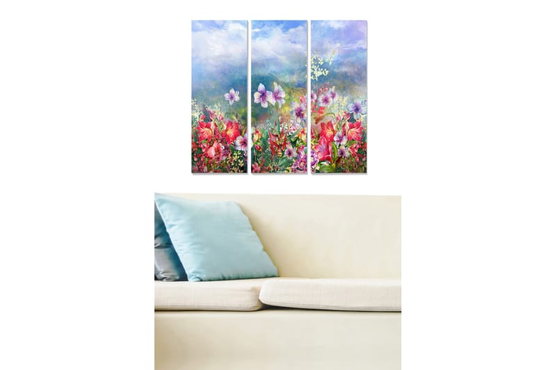 Tavla Floral 3-Pack Flerfärgad 20X50 - 20x50 cm - Inredning - Tavlor & posters - Canvastavla