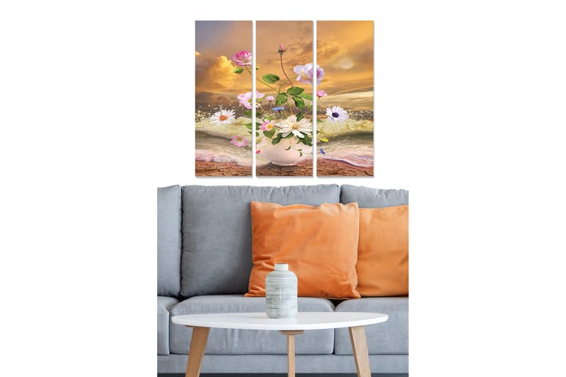 Tavla Floral 3-Pack Flerfärgad 20X50 Cm - 20x50 cm - Inredning - Tavlor & posters - Canvastavla