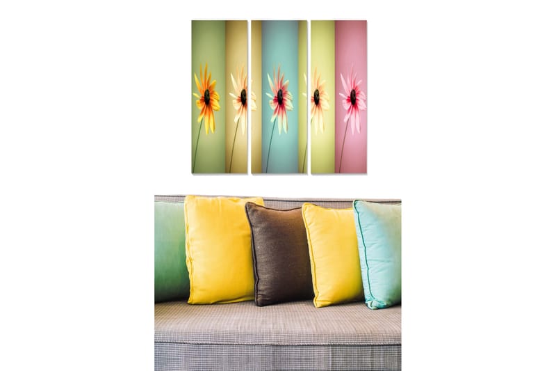 Tavla Floral 3-Pack Flerfärgad 20X50 - 20x50 cm - Inredning - Tavlor & posters - Canvastavla