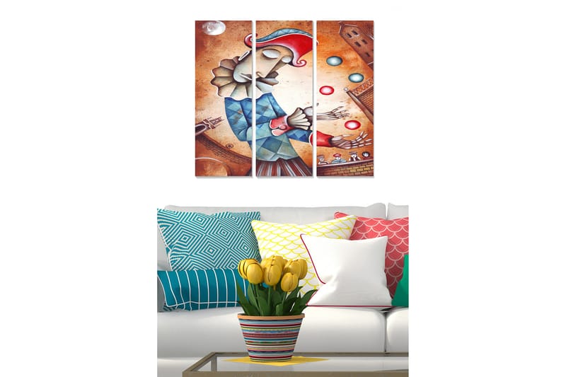 Tavla Geometric 3-Pack Flerfärgad 20X50 - 20x50 cm - Inredning - Tavlor & posters - Canvastavla