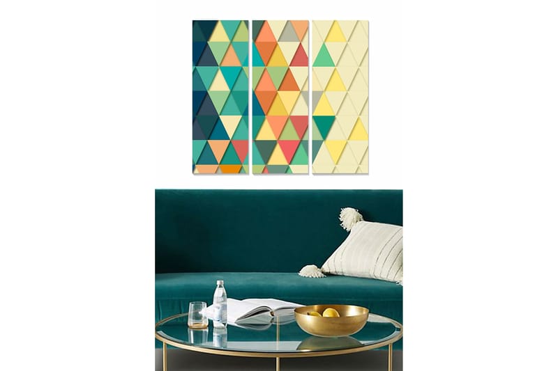 Tavla Geometric 3-Pack Flerfärgad 20X50 - 20x50 cm - Inredning - Tavlor & posters - Canvastavla